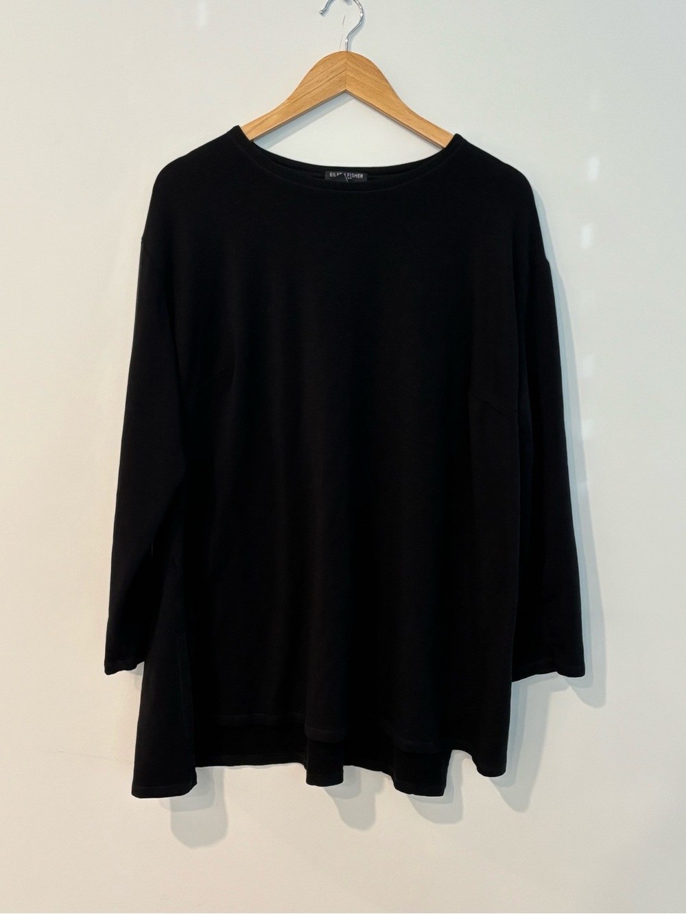 Eileen Fisher Woman Black Tencel Lyocell Tunic Top 1X Oversized Minimalist - Picture 4 of 7